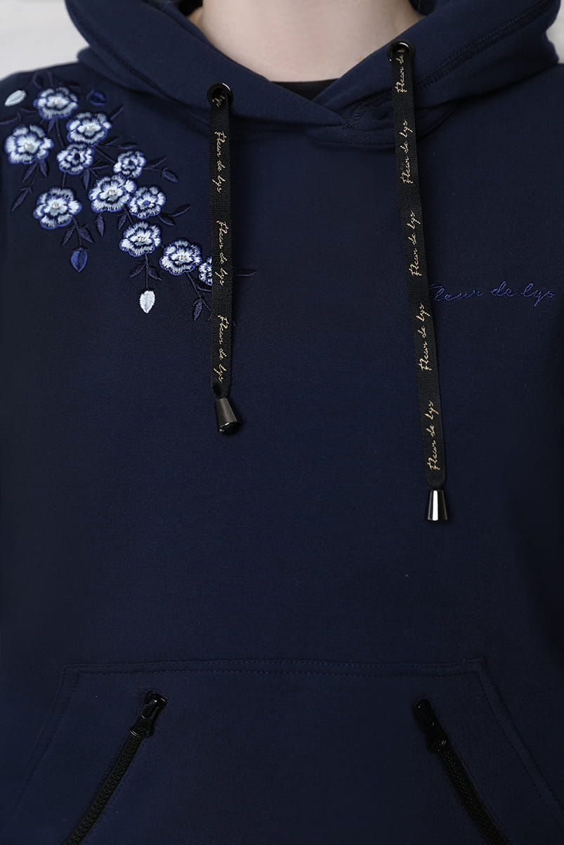 Flower Hoodie Navy