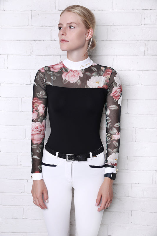 Cindy Shirt Flower Black